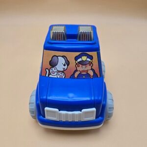 Vintage 1992 Shelcore Blue Police Car Toy Officer and Dog 1005/1006 USA Made